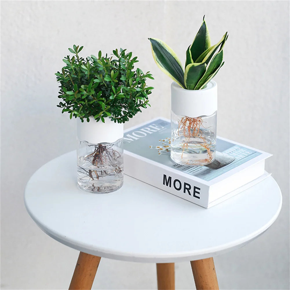 Mini Hydroponic Flower Pot Home Vase Decor Transparent Imitation Glass Soilless Plant Pots Green Plants Pot For Home Decorati