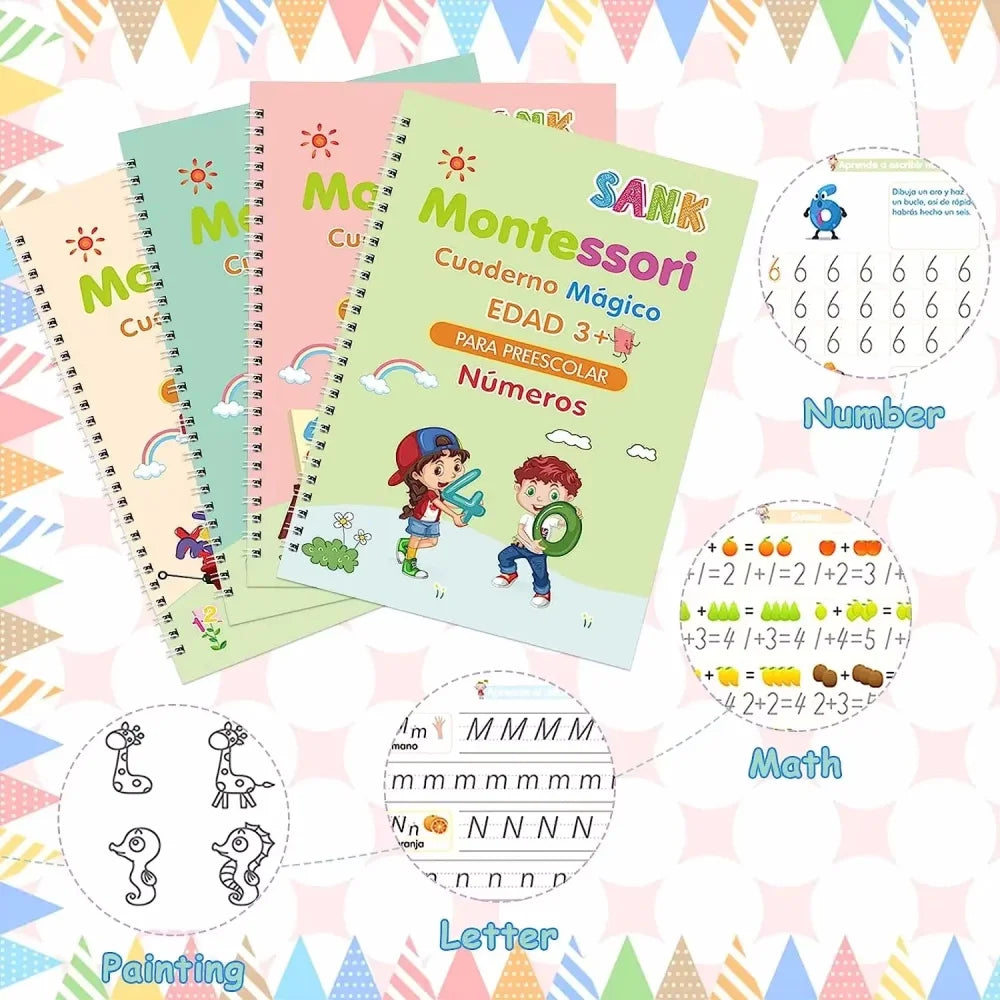 Magical Tracing Workbook Educational Montessori Books for Children Pen Control Training Reusable Calligraphy Copybook for Kid