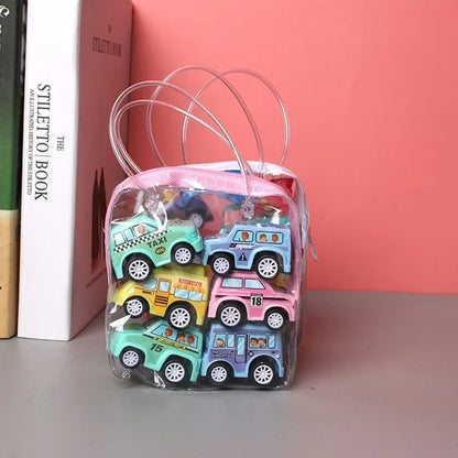 6pcs Car Model Toy Pull Back Car Toys Mobile Vehicle Fire Truck Taxi Model Kid Mini Cars Boy Toys Gift Diecasts Toy for Child