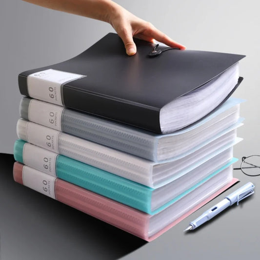 Back-to-School 60-Pocket A4 Folder Durable PP Material Ideal for Organizing Papers Home School Office Storage Waterproof Book