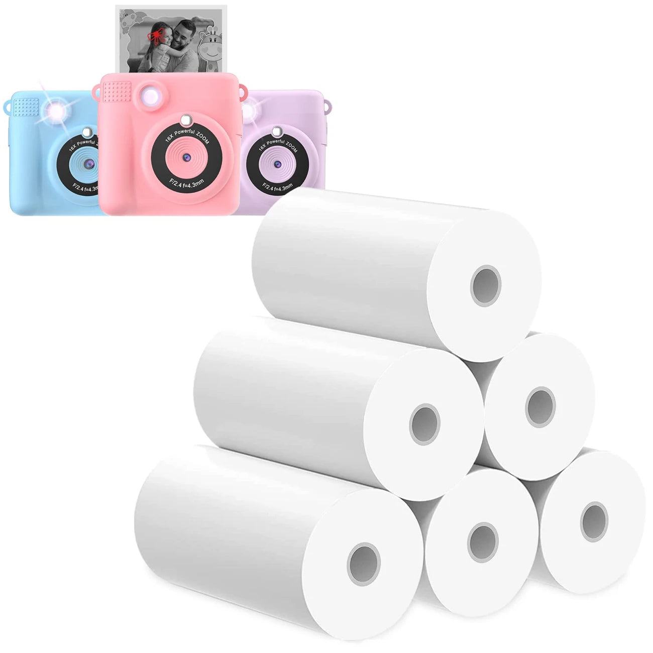3-20 Rolls 57x25MM Thermal Paper Color Children Camera Instant Print Kids Camera Printing Paper Replacement Accessories Parts