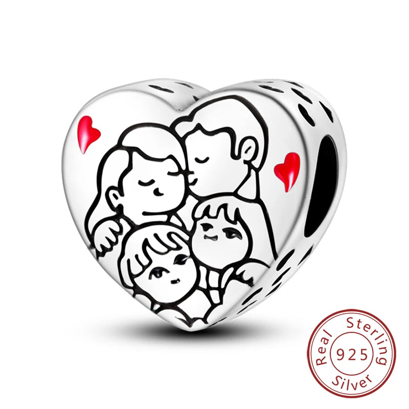 925 Sterling Silve Charms Beads Forever Love Heart Sister Family Life Charms Dangle For Bracelet Woman Jewelry Gifts - KTC749
