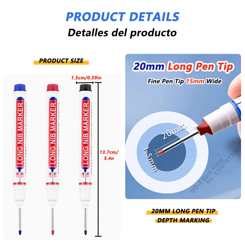 iLMH 4-40Pcs Deep Hole Long Nib Head Marker For Metal Perforating Pen Waterproof Bathroom Woodworking Decor Multi-Purpose Too