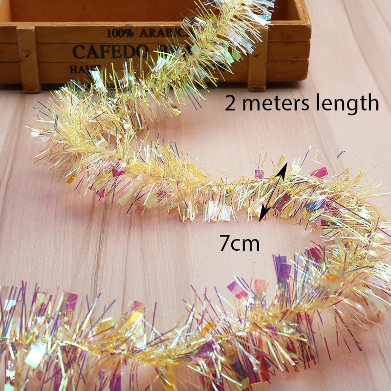 2m Gorgeous Colorful Foil Madder Christmas Tree Garland Birthday Party Wedding Decor Thanksgiving Home Decoration Supplies - 