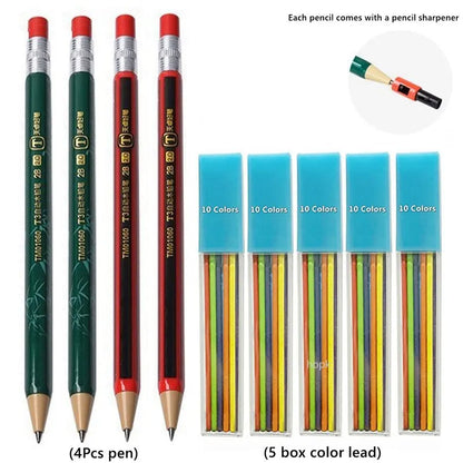2.0 mm Mechanical Pencils Set 2B Automatic Student Pencils with Sharpener Color Pencil Leads School Pens Kawaii Cute Statione