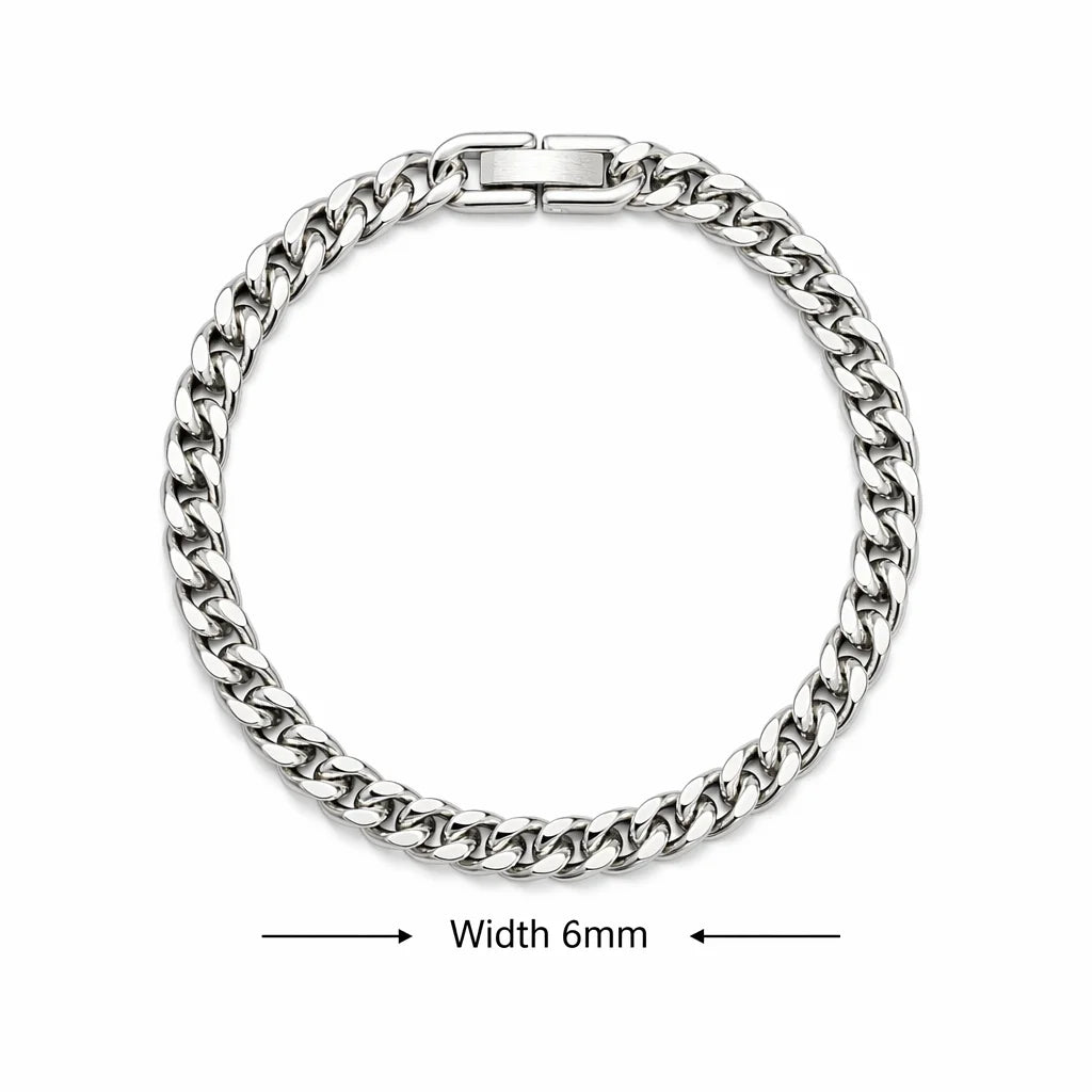 New Trendy Cuban Chain Men Bracelet Classic Stainless Steel 3/5/7/9mm Width Chain Bracelet For Men Women Jewelry Gift - 6mm