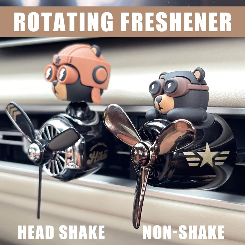 Rotating airplane pilot bear car air fresheners accessories interior decorations fan vent clips perfume fragrance diffuser ar