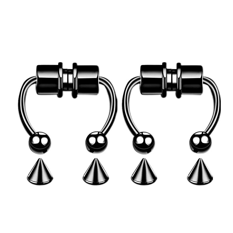 Women Fake Piercing Nose Ring Hoop Septum Non Piercing Nose Clip Rock HipHoop Stainless Steel Magnet Fashion Punk Body Jewelr