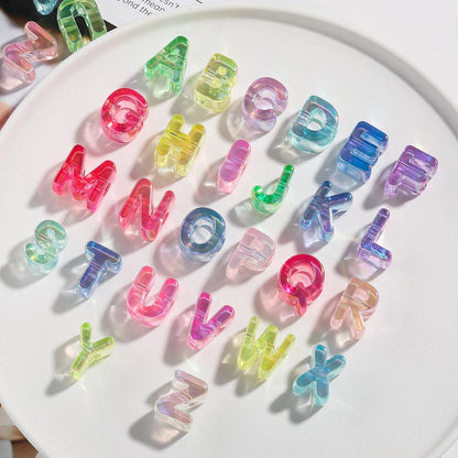 5pcs/lot Multicolour Random Letter Beads Acrylic Transparent Alphabet Bead For Jewelry Making DIY Necklace Keychain Accessori