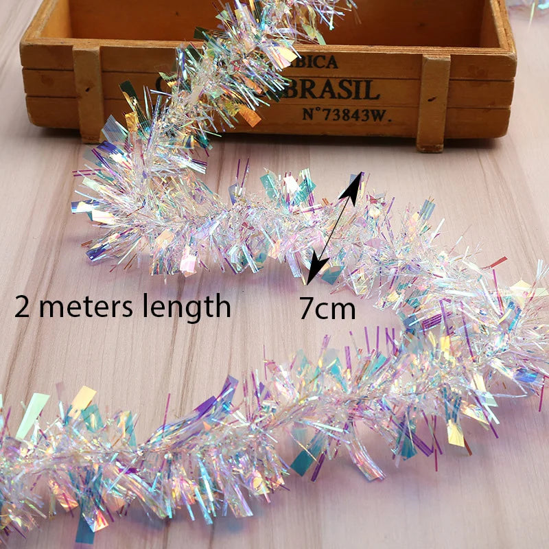 2m Gorgeous Colorful Foil Madder Christmas Tree Garland Birthday Party Wedding Decor Thanksgiving Home Decoration Supplies - 