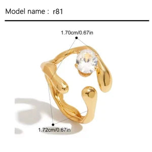 Fashion Simple Stainless Steel Rings For Women Gold Color Smooth Geometric Open Rings Arc Rings Diamonds Jewellery Ring Gift 
