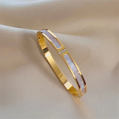 ZAKOL 5/1pcs Sparkling Zirconia Inlaid Stainless Steel Bracelet Set for Women Stackable Bangles Fashion Non Fading Jewelry Gi