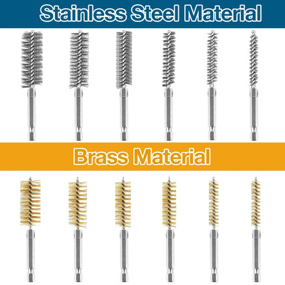 6/12Pcs Stainless Steel Wire Brush,Drilling Cleaning Brush Set, 1/4 Inch Hexagonal Handle, Grinding Polishing Rust Removal To