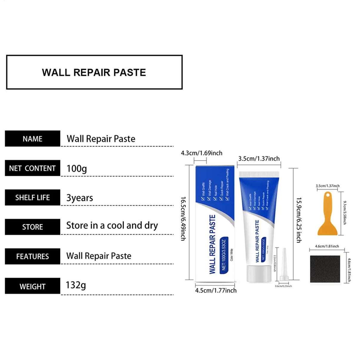 Wall Putty Hole Repair Putty Paste Mending Agent Wall Hole Repair Paste for Ceiling Door Fixing Mending Home Apartment Dormit