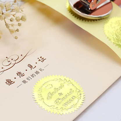 100PCS/Pack 45mm Round Gear Sticker Gold Silver Self Adhesive Steel Seal Stickers Envelopes Invitation Embossing Stamp Props 