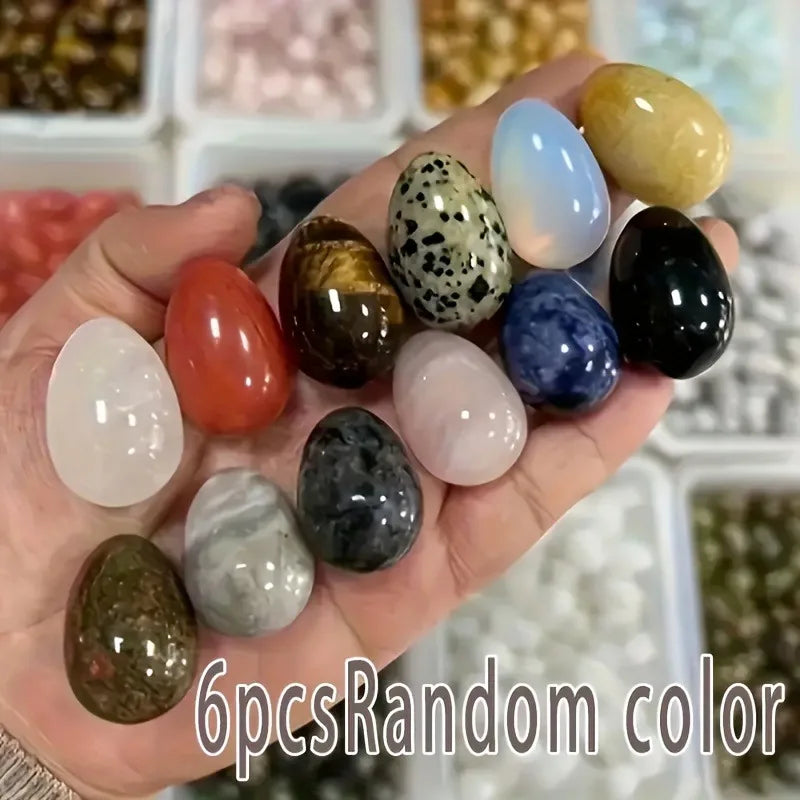 12 PCS Egg Stones, Polished Crystal Stones, DIY Decorations, Suitable as Home Décor, Desktop Ornaments, Aquarium Decorations