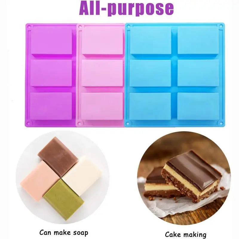 Newest 6 Grids Rectangle Silicone Soap Making Molds DIY Chocolate Mousse Cake Bakeware Ice Cream Mould Tools Birthday Gifts 2