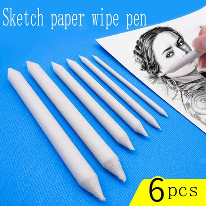 3/6PCS Sets Profession Sketch Paper Eraser Pens Blending Stump Art Sketches with Eraser Pens for Painting and Smearing Pen