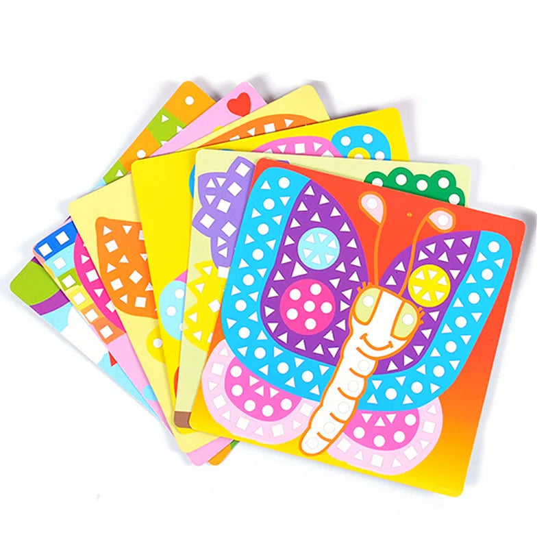 6/12pcs Mosaics Paintings DIY Foam Puzzles 3D EVA Sticker Airplane Car Spaceship Cat Dog Animal Cartoon Drawing Home Decor TM