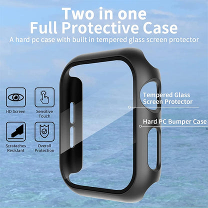Glass+Cover For Apple Watch Case 11 10 9 8 7 6 SE 5 Accessorie Screen Protector Apple iWatch Serie 44mm 40mm 41mm 45mm 42mm 4