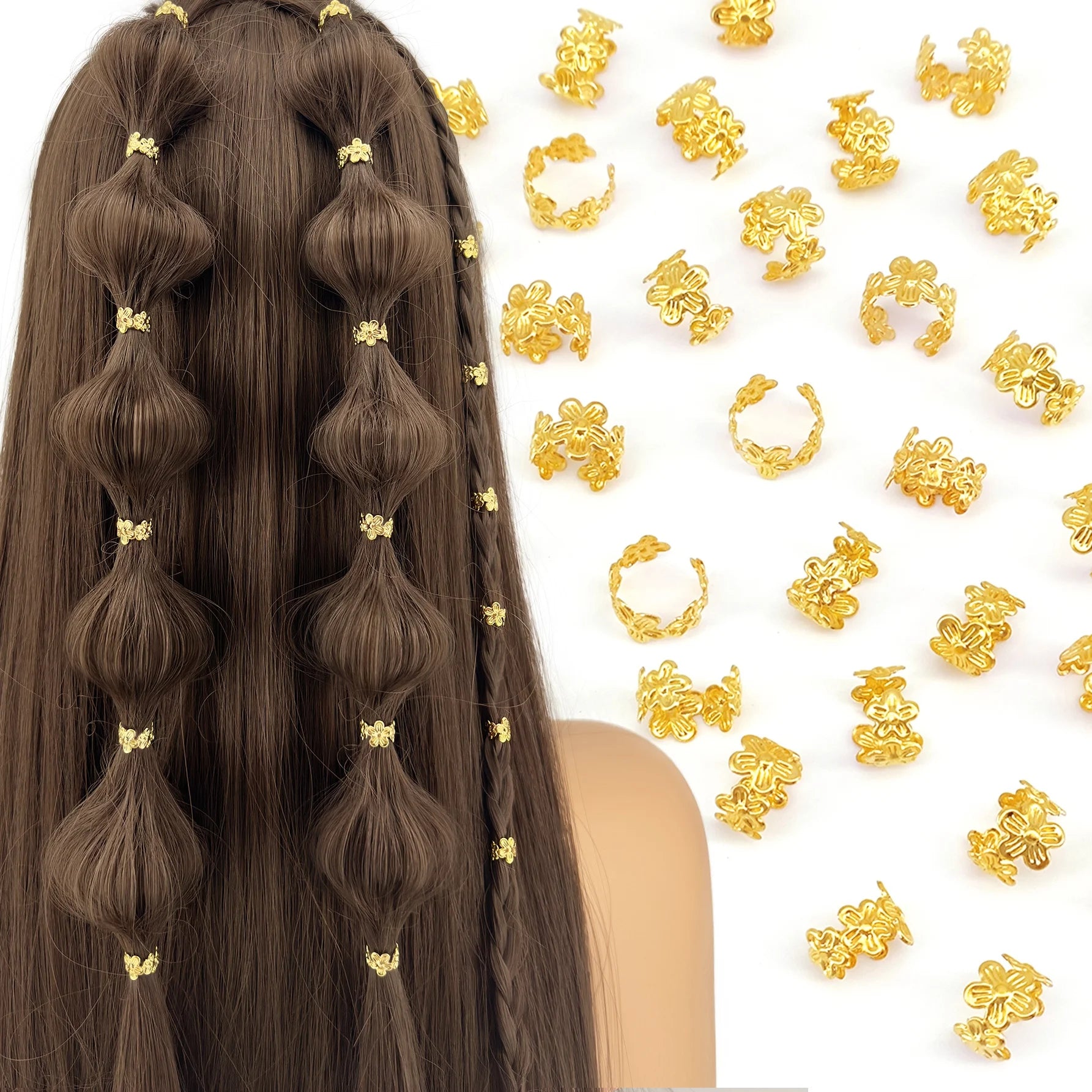 40Pcs Vine Leaf Shaped Alloy Hair Braid Ring Vintage Hair Pin For Dreadlock Women Girls summer Hair Accessories Loc Hair Jewe