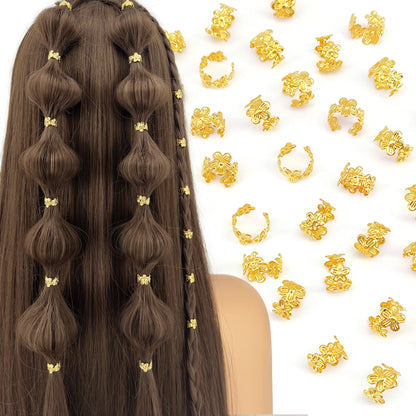 40Pcs Vine Leaf Shaped Alloy Hair Braid Ring Vintage Hair Pin For Dreadlock Women Girls summer Hair Accessories Loc Hair Jewe