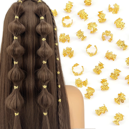 40Pcs Vine Leaf Shaped Alloy Hair Braid Ring Vintage Hair Pin For Dreadlock Women Girls summer Hair Accessories Loc Hair Jewe