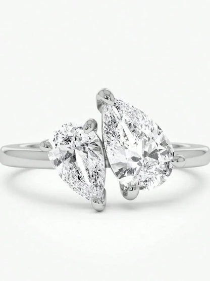 Asglam 925 Sterling Silver Simple Classic Zircon Water Drop Ring For Women Engagement Wedding Luxury Fine Jewelry
