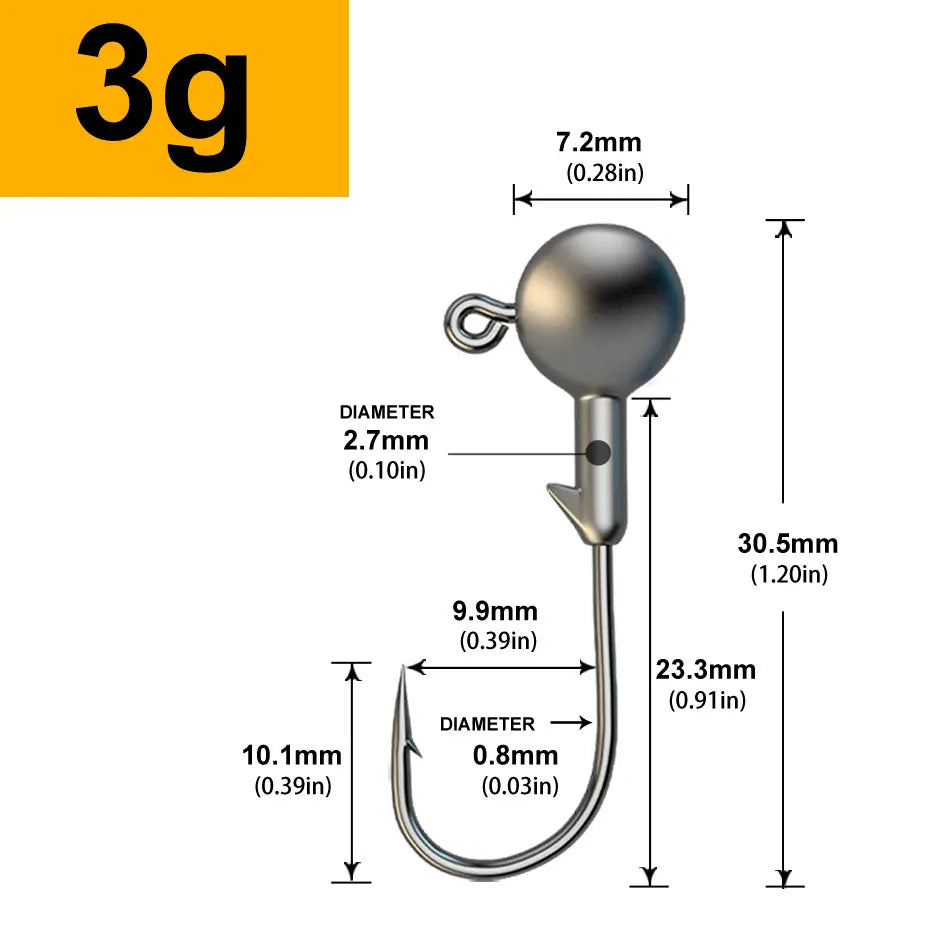 MrLurion 30pcs 1g 2g 3g 5g 10g 14g 18g 22g 25g 28g Fishing jigging head hook ,round head rigs fishhook for soft worm crank lu