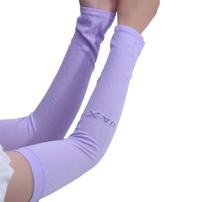 1Pair Ice Silk Sleeve Sunscreen Cuff Arm Sleeves Uv Sun Protect Anti-Slip Summer Men Women Gloves Outdoor Riding Arm Cover - 