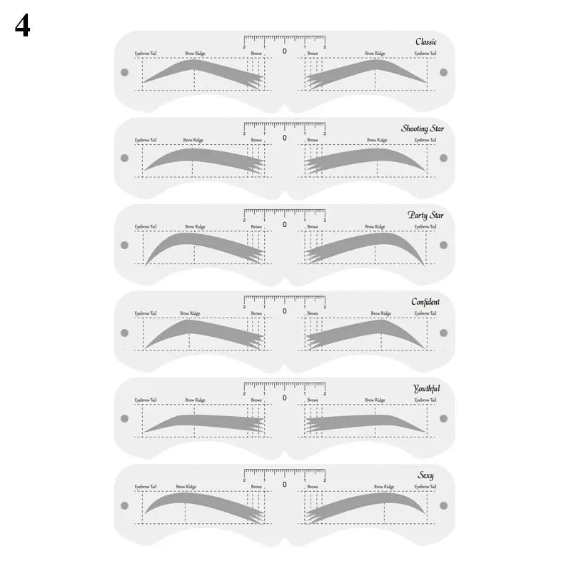 Reusable Eyebrow Stencil Set Soft Ruler Brow Definer Eye Brow Drawing Guide Styling Shaping Grooming Template Card Makeup Too