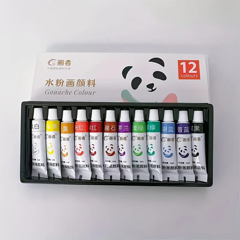 Gouache Paint Set - Artist Grade 12/18/24 Colors, Liquid Water-Based Pigments in 5ml Tubes for Canvas, Wood & Craft Painting 