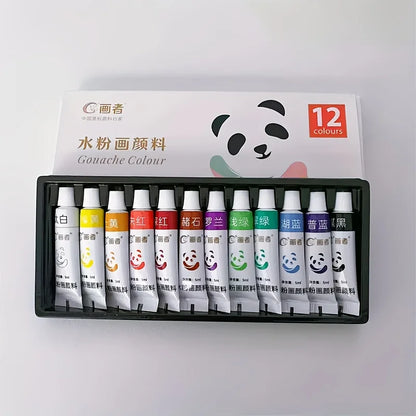 Gouache Paint Set - Artist Grade 12/18/24 Colors, Liquid Water-Based Pigments in 5ml Tubes for Canvas, Wood & Craft Painting 