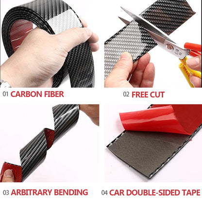 SEAMETAL Carbon Fiber Car Threshold Portector Moulding Strip Trim Bumper Strip Door Sill Film Anti Scratch Guards Car Sticker