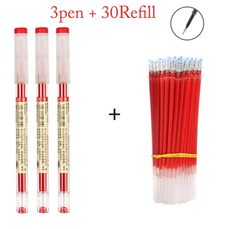 Japan Fine Point Pen 0.35mm Black Blue Red Ink Gel Pen Ballpoint Pen School Office Student Writing Stationery Supply - 3pen 3