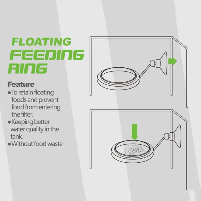 Aquarium Fish Feeding Ring Fish Tank Heart Floating Station Food Tray Square Round Feeder With Suction Cup Fish Tank Accessor
