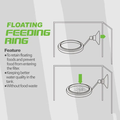 Aquarium Fish Feeding Ring Fish Tank Heart Floating Station Food Tray Square Round Feeder With Suction Cup Fish Tank Accessor