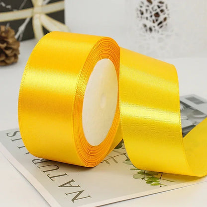 25yards/Roll 40mm Satin Ribbons Crafts Bow DIY Gift Wrap Wine Red Orange Yellow Green Blue Purple Black Gray Gold White Ribbo
