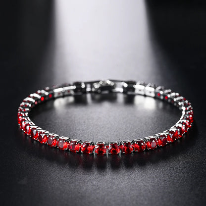 4mm Micro-inlaid Zircon Tennis Bracelet for Women 2025 New Men Bracelet Homme Jewelry Accessories - Red / 17cm