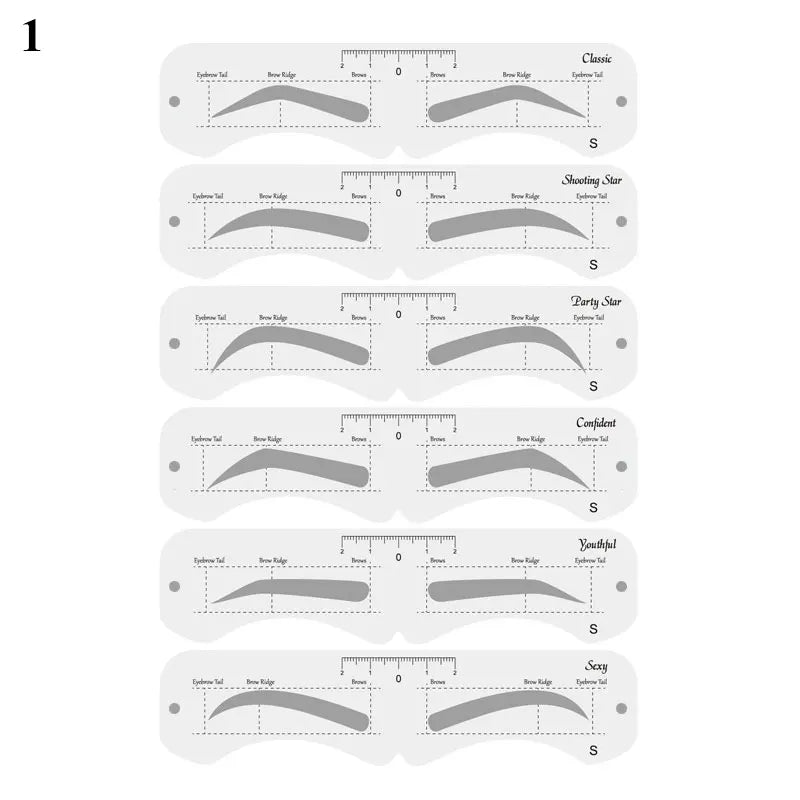 Reusable Eyebrow Stencil Set Soft Ruler Brow Definer Eye Brow Drawing Guide Styling Shaping Grooming Template Card Makeup Too