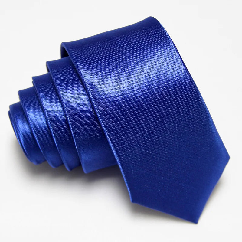 Fashion 5CM Skinny Slim Narrow Ties for man Solid Color Black Red Blue Patterns Necktie For mens Neck Tie Neckwear - Blue