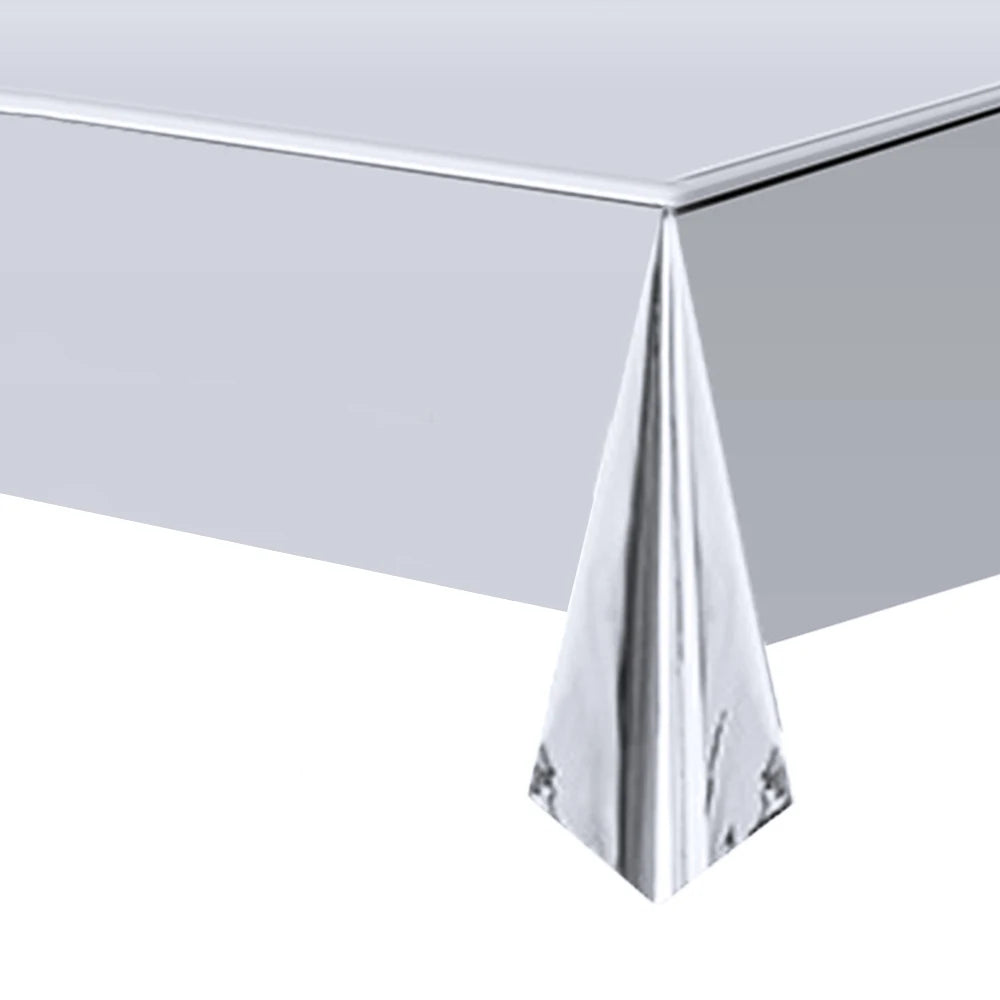 Disposable Tablecloth White Black Pink Gold Table Cover Plastic Birthday Wedding Table Cloth Party Dining Table Decoration Fa