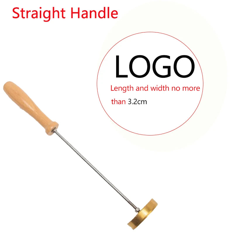 Custom Branding Iron Stamp DIY LOGO Heating Brass Embosser Seals with Handle for Wood Leather Cake Hamburger Wedding Party Cr
