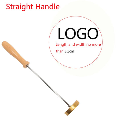 Custom Branding Iron Stamp DIY LOGO Heating Brass Embosser Seals with Handle for Wood Leather Cake Hamburger Wedding Party Cr