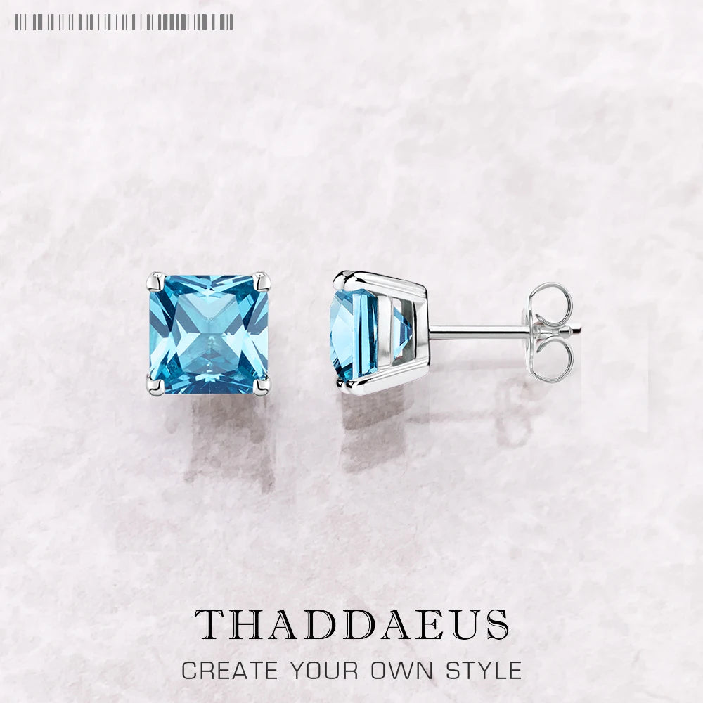 Studs Earrings Square Princess Cut Stone Europe Style Fine Jewerly For Women Trendy Gift In 925 Sterling Silver