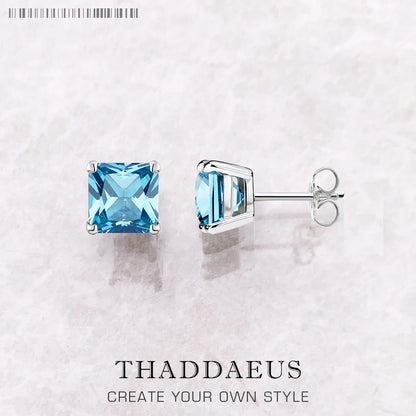 Studs Earrings Square Princess Cut Stone Europe Style Fine Jewerly For Women Trendy Gift In 925 Sterling Silver