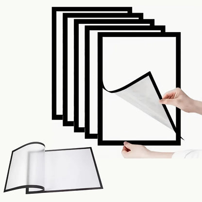 3pcs Magnetic Wall Frame, Self-Adhesive & Removable for Photos Notes, Black White Matte Minimalist Home Office Decor