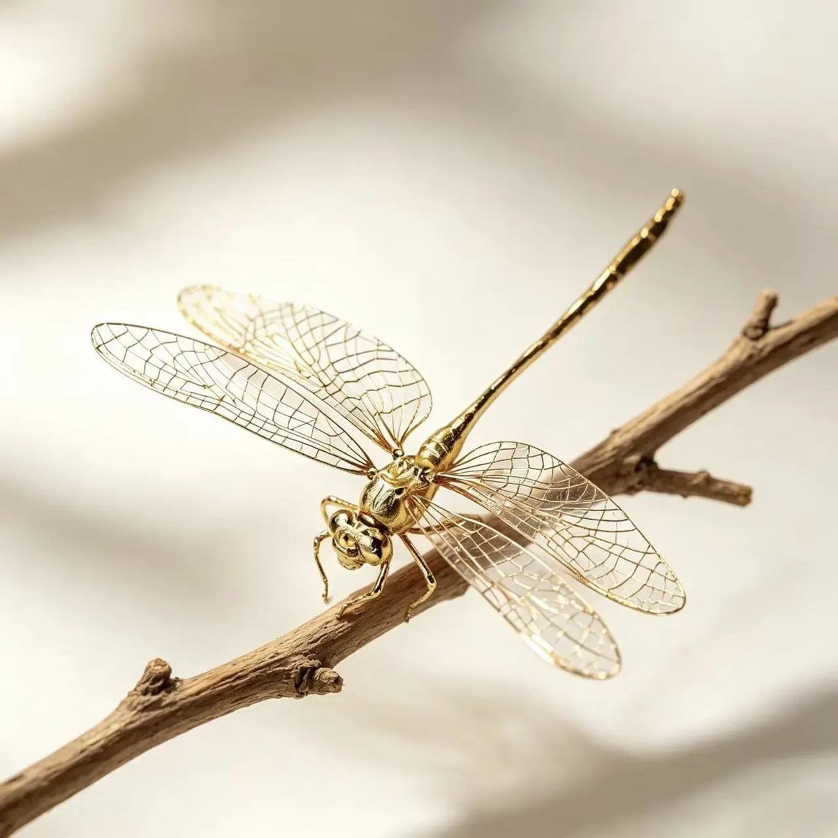 Vintage Brass Dragonfly Figurine - Antique-Style Home & Office Desk Decor, Creative Tea Pet Collectible - Gold