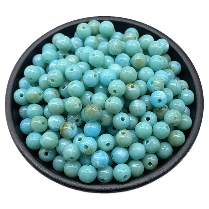 6 8 10mm Acrylic Round Beads for Jewelry Makeing Bracelet Necklace DIY Accessory