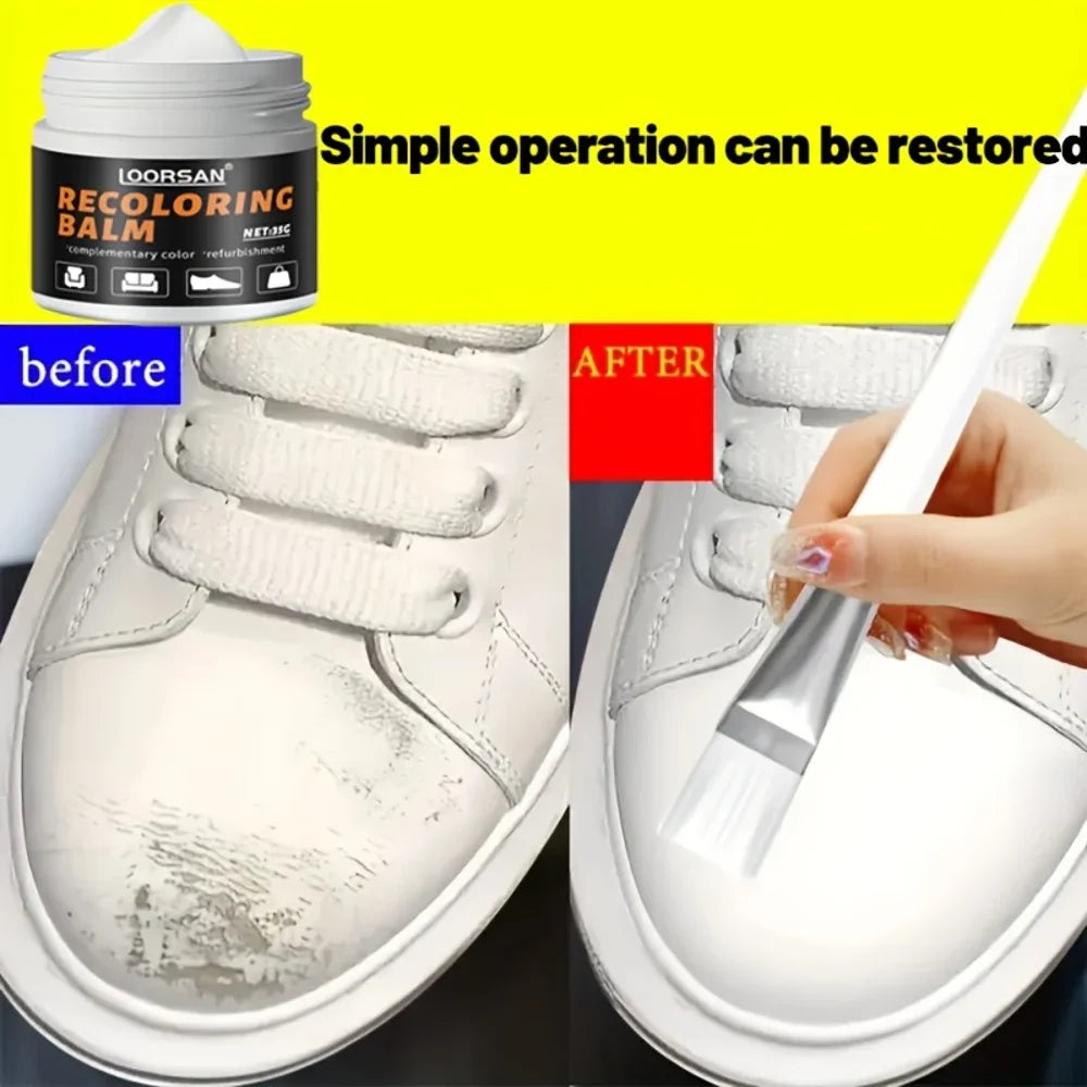 LOORSAN New White Shoe Edge Restorer 35g - Professional Shoe Repair Cream for Sneakers, Boots, Leather, Easy Apply Color Fix